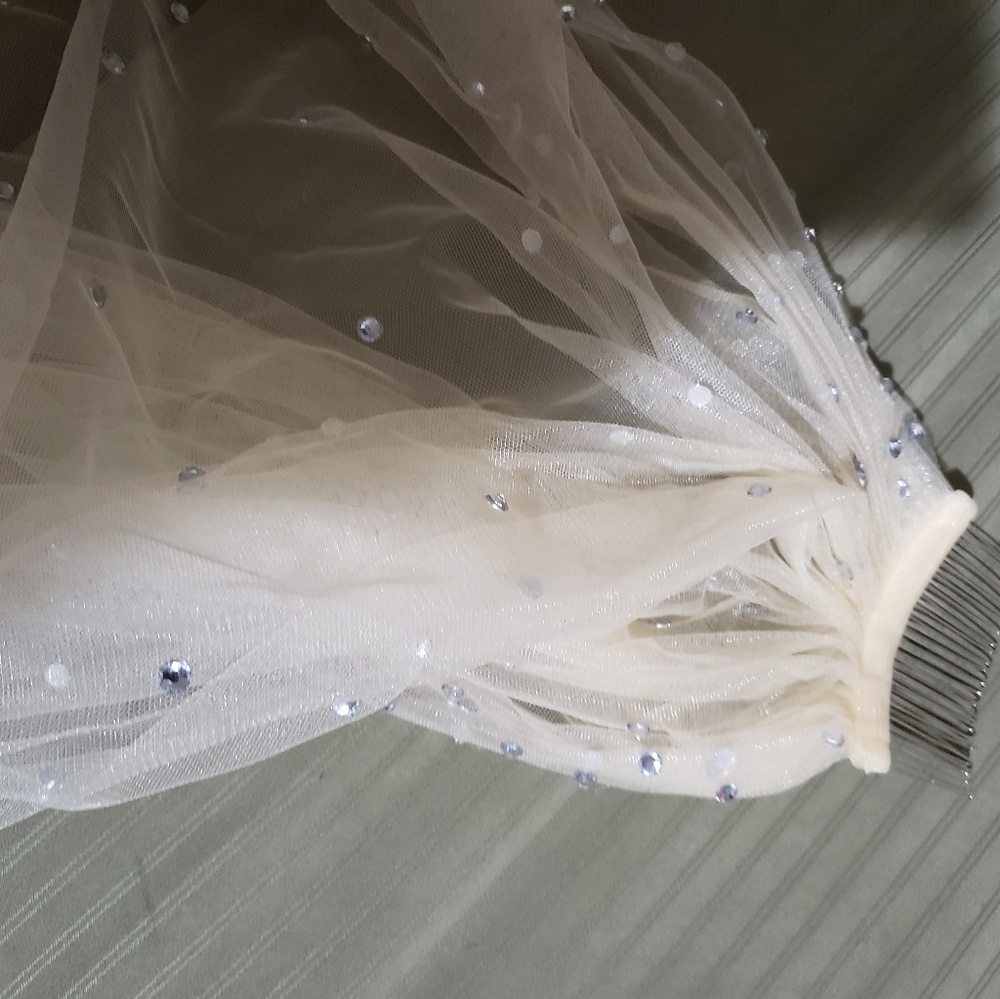 Rhinestone champagne cathedral wedding veil